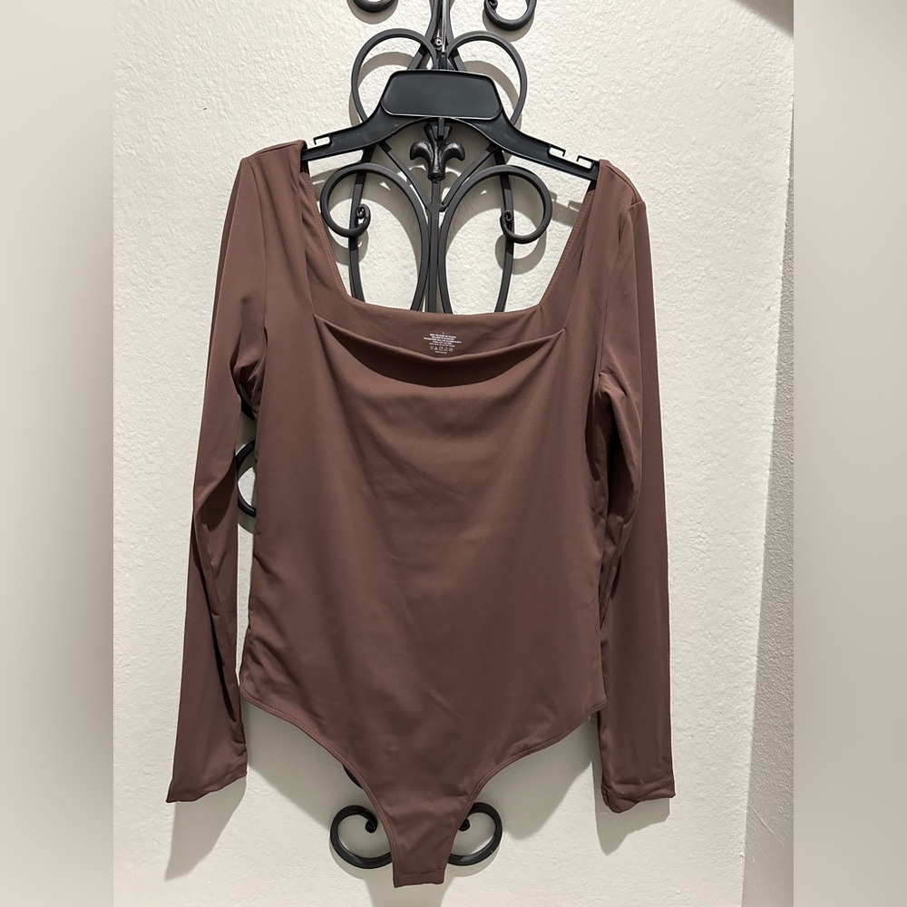 NWOT Brown Long-sleeve Thong Bodysuit